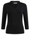 K785 KK785 Kustom Kit Ladies 3/4 Sleeve Mandarin Collar Top Black colour image